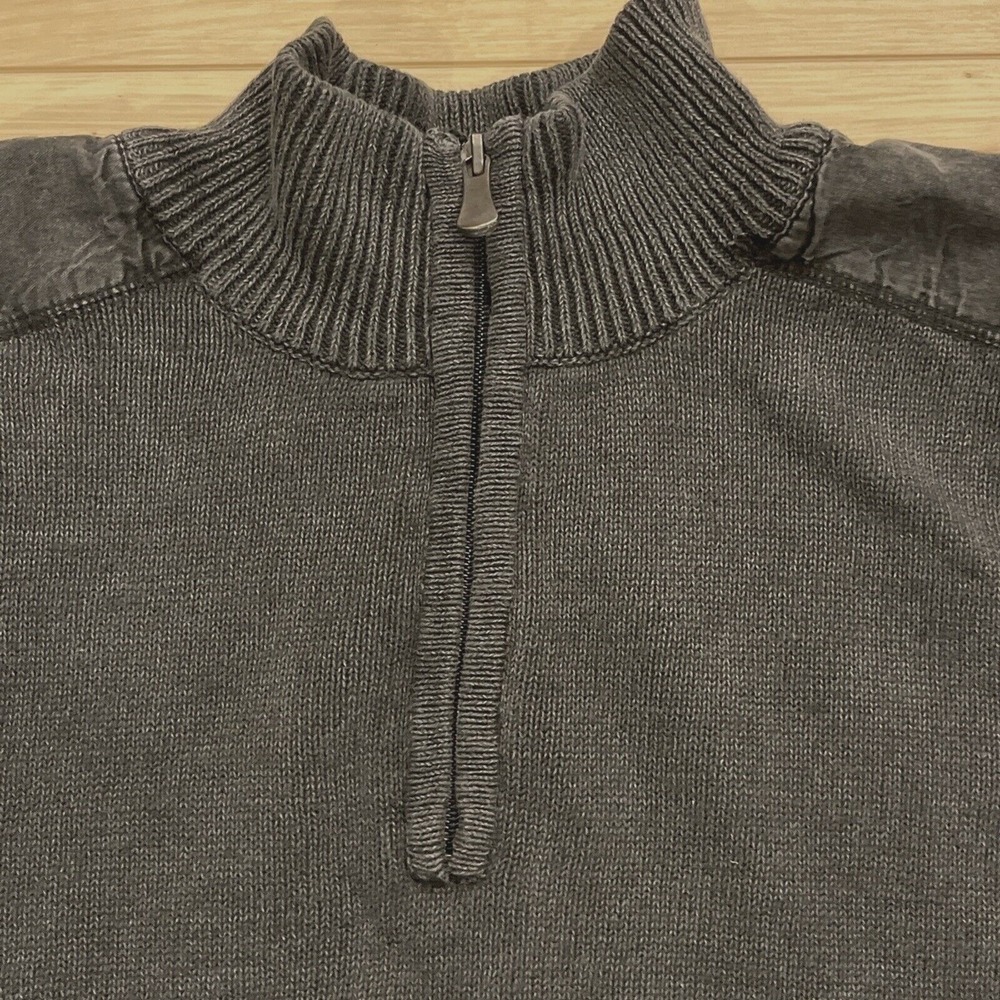 Method Sweater Mens Adult‎ XXL Dark Gray Ramie Cotton 1/4 Zip Mock Neck  EUC